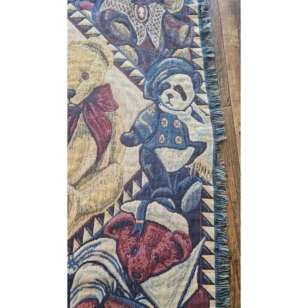 Vintage Teddy Bear Heavy Knit Throw Blanket 43